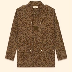 NWT Saint Laurent Teddy Leopard Printed Military Jacket Size 52EU/42US $1890.00